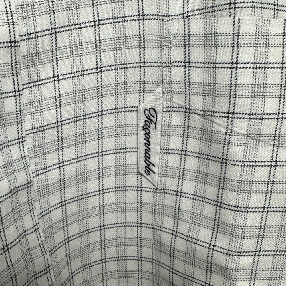 Faconnable Light Gray Checkered Button Down Shirt… - image 3